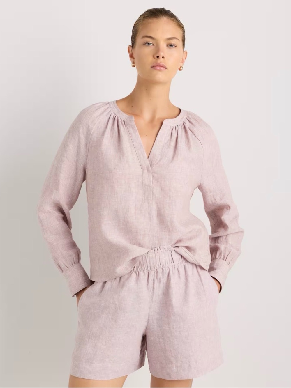 Quince 100% linen peasant top